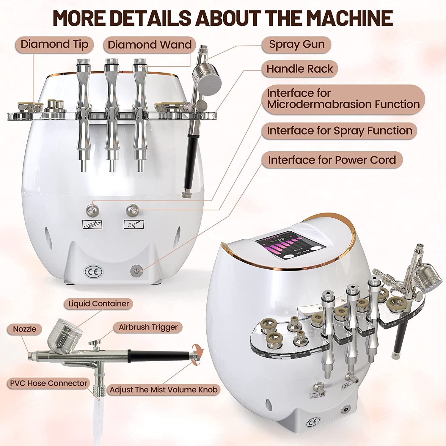 Beauty Star Microdermabrasion Machine with Spray Gun, Professional Home Use Facial Beauty Salon Equipment Strong Suction Power 65-68cmhg - Image 5